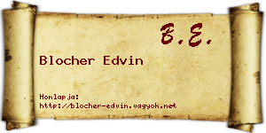 Blocher Edvin névjegykártya